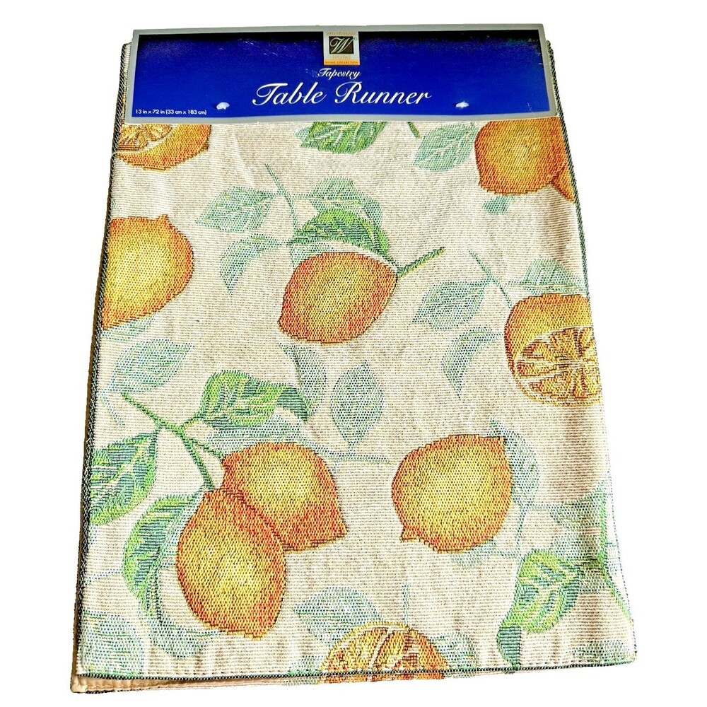 Windham Lemons Tapestry Table Runner Satin Backed French Country Spring 13x72"